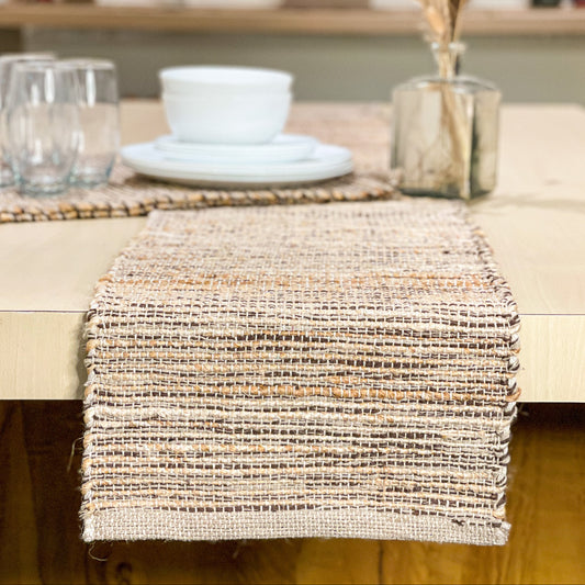 OMBRE TABLE RUNNER, NATURAL-BROWNS, 13''x90''.