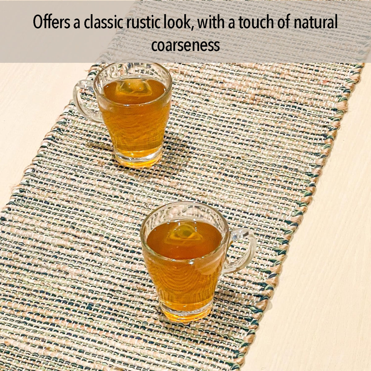 OMBRE TABLE RUNNER, NATURAL-GREEN, 13''x90''.