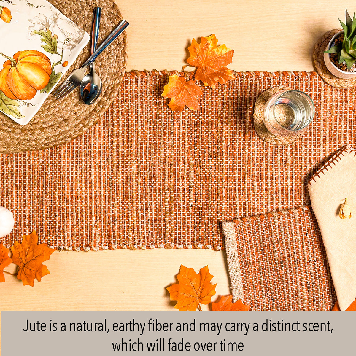 OMBRE TABLE RUNNER, NATURAL-RUST, 13''x90''.