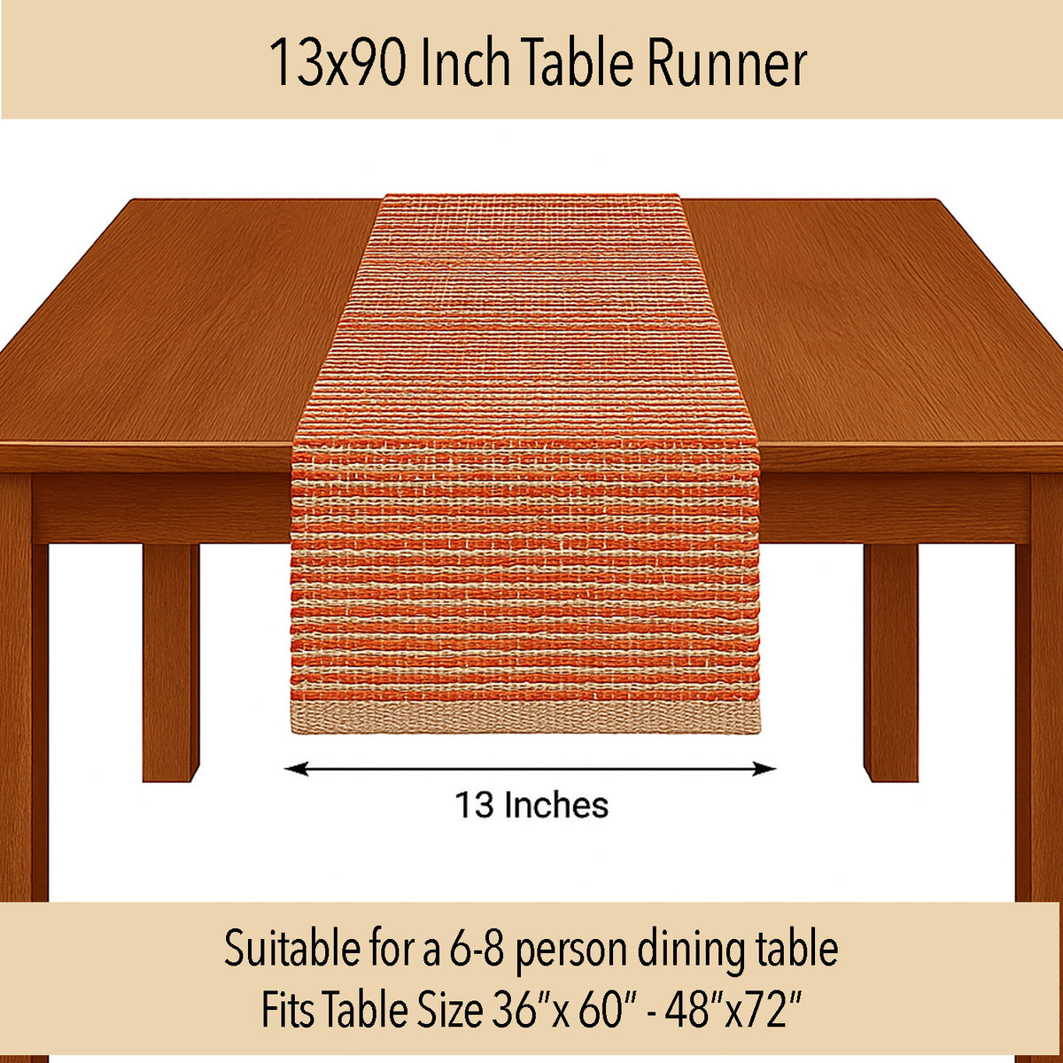 OMBRE TABLE RUNNER, NATURAL-RUST, 13''x90''.