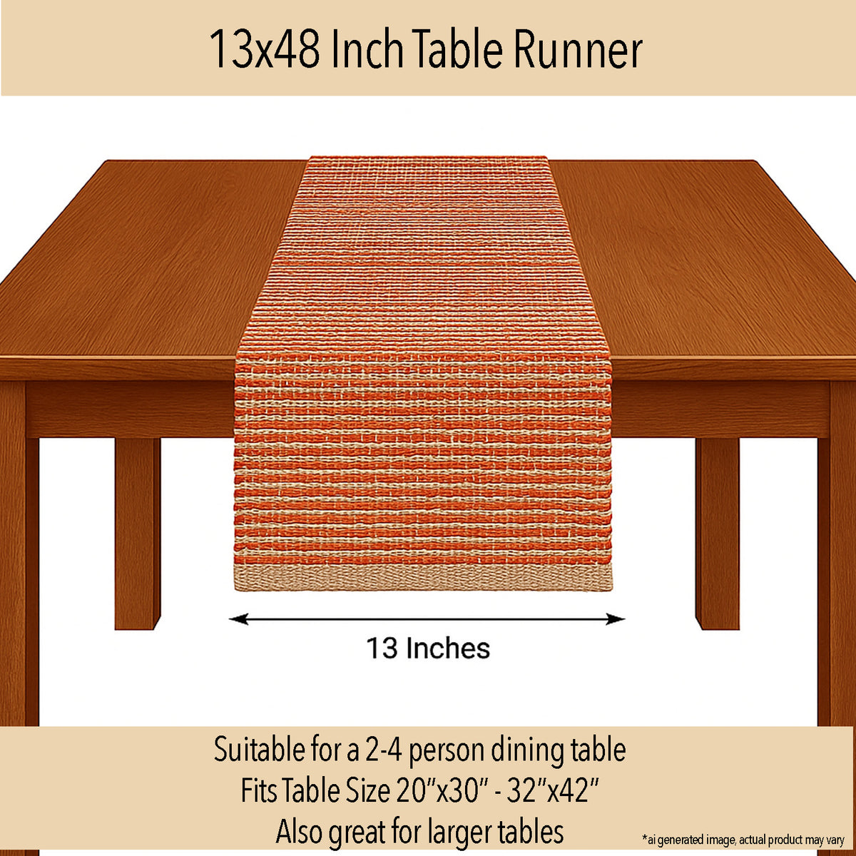 OMBRE TABLE RUNNER, NATURAL-RUST, 13''x48''.