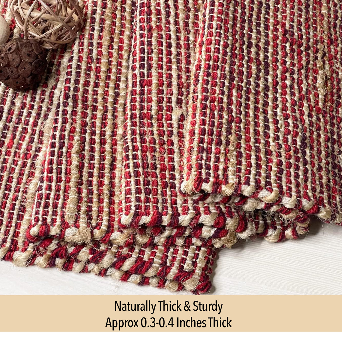 OMBRE TABLE RUNNER, NATURAL-RED, 13''x48''.