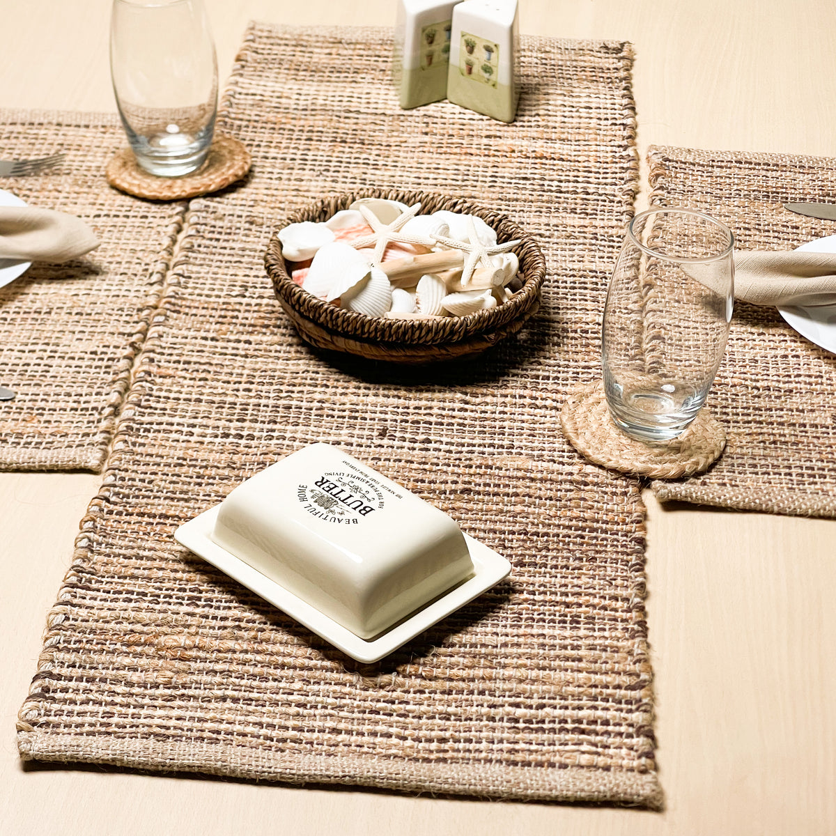OMBRE TABLE RUNNER, NATURAL-BROWNS, 13''x36''.