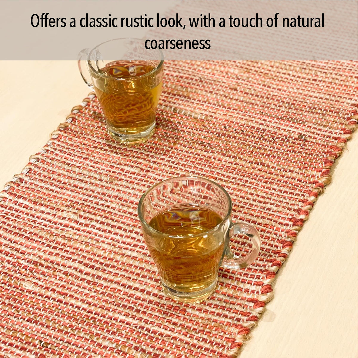 OMBRE TABLE RUNNER, NATURAL-RUST, 13''x36''.