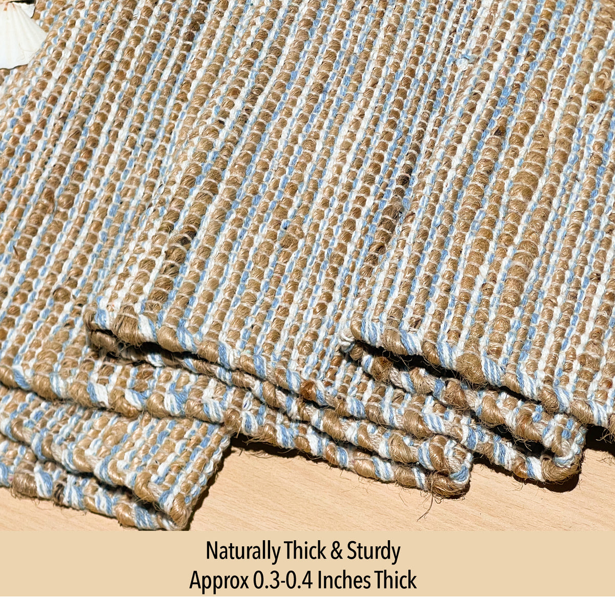 OMBRE TABLE RUNNER, NATURAL-SKY BLUE-WHITE, 13''x36''.