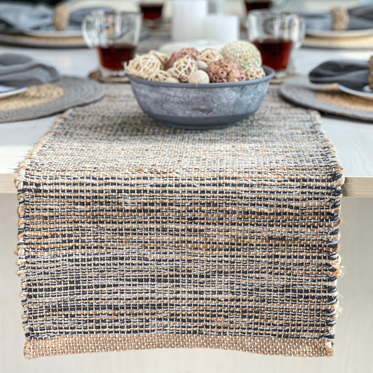 OMBRE TABLE RUNNER, NATURAL-GRAY, 13''x108''.