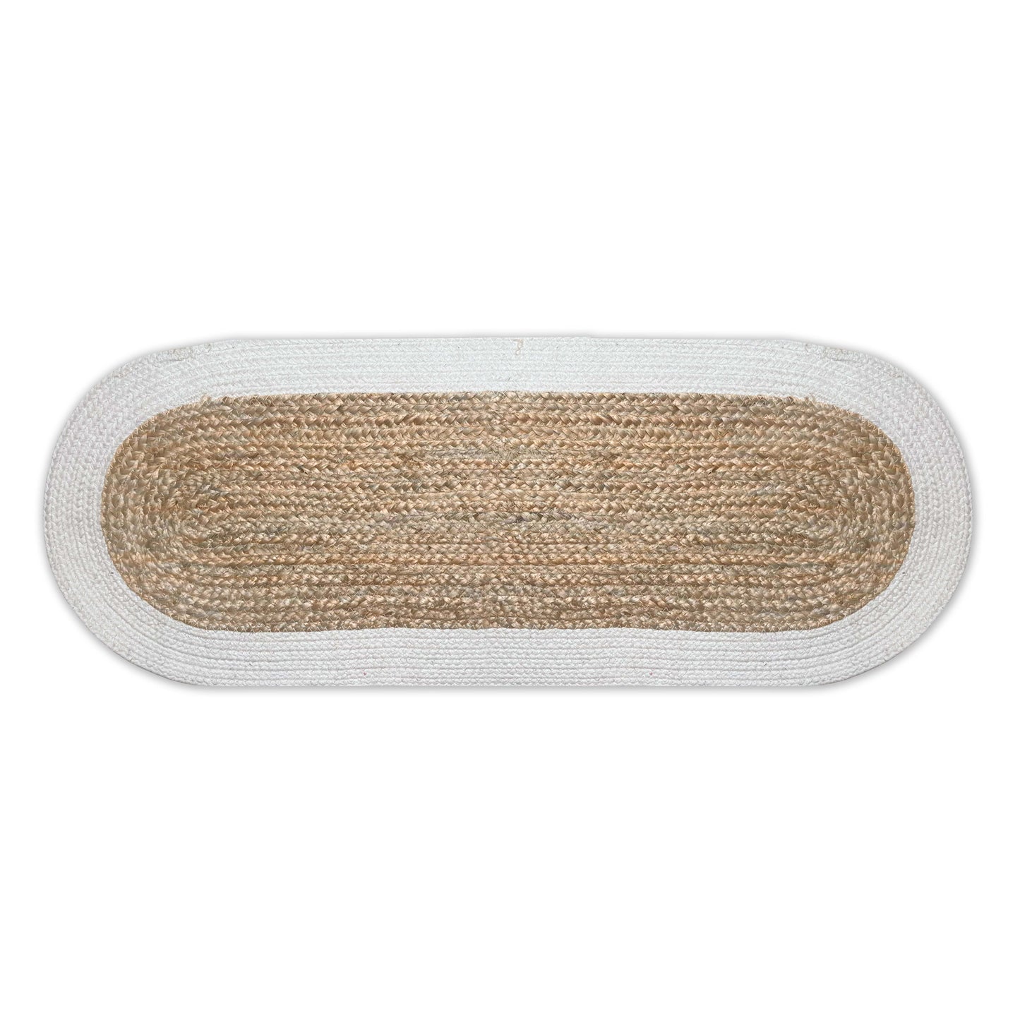 VERONA JUTE BORDER ROUND TABLE RUNNER-NAT-IVORY, 13''x36''