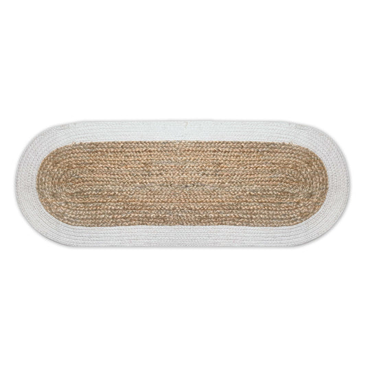 VERONA JUTE BORDER ROUND TABLE RUNNER-NAT-IVORY, 13''x36''