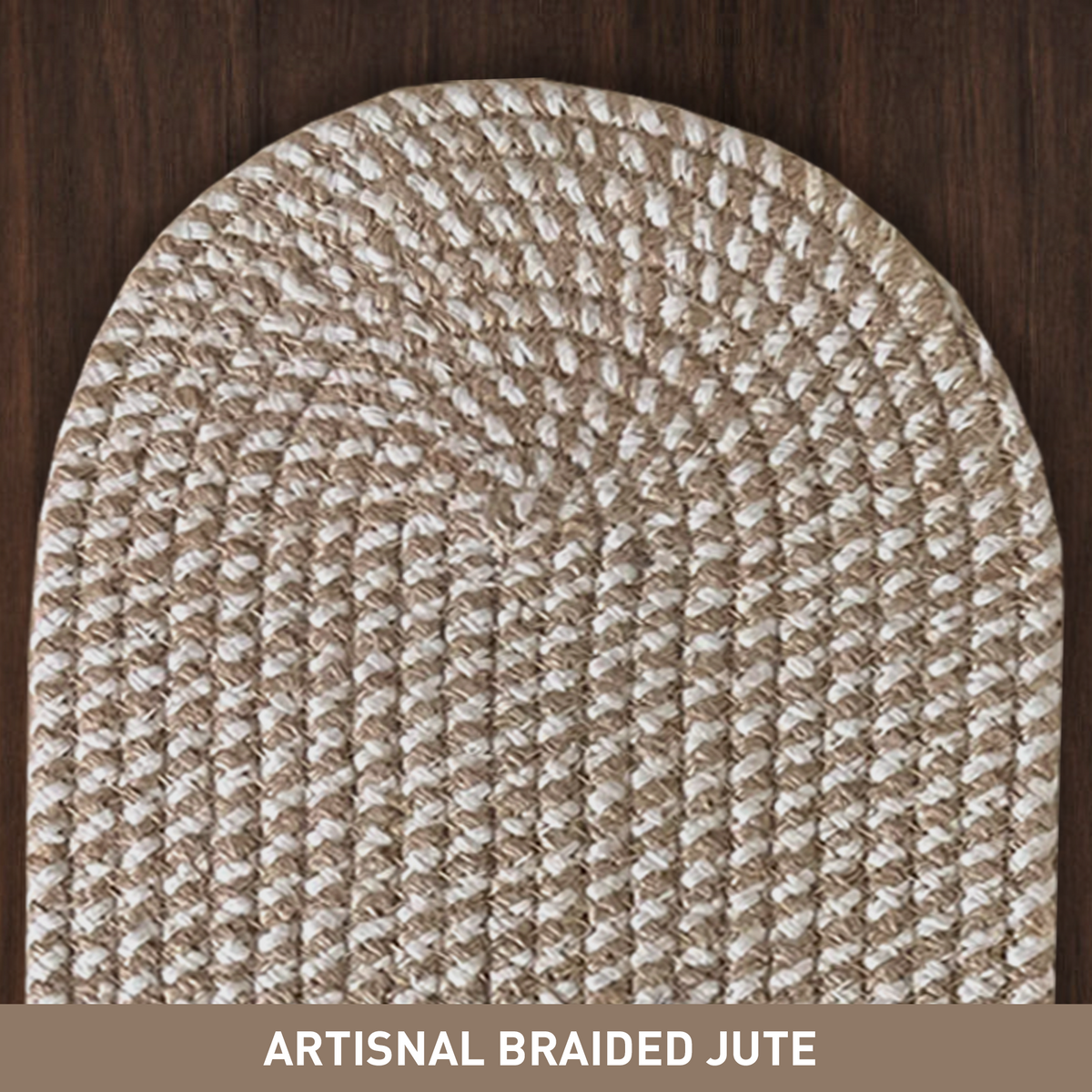 BRAIDED JUTE /COTTON OVAL TABLE RUNNER - NATURAL JUTE-WHITE, 8''x24''