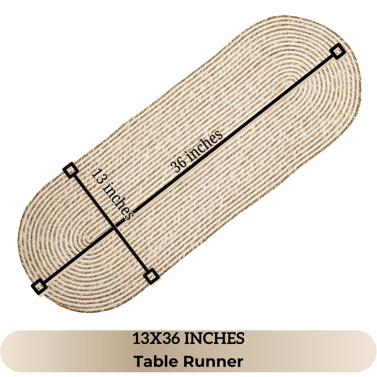 Seagrass Spiral Oval Table Runner-Natural-Ivory, 13''x36''
