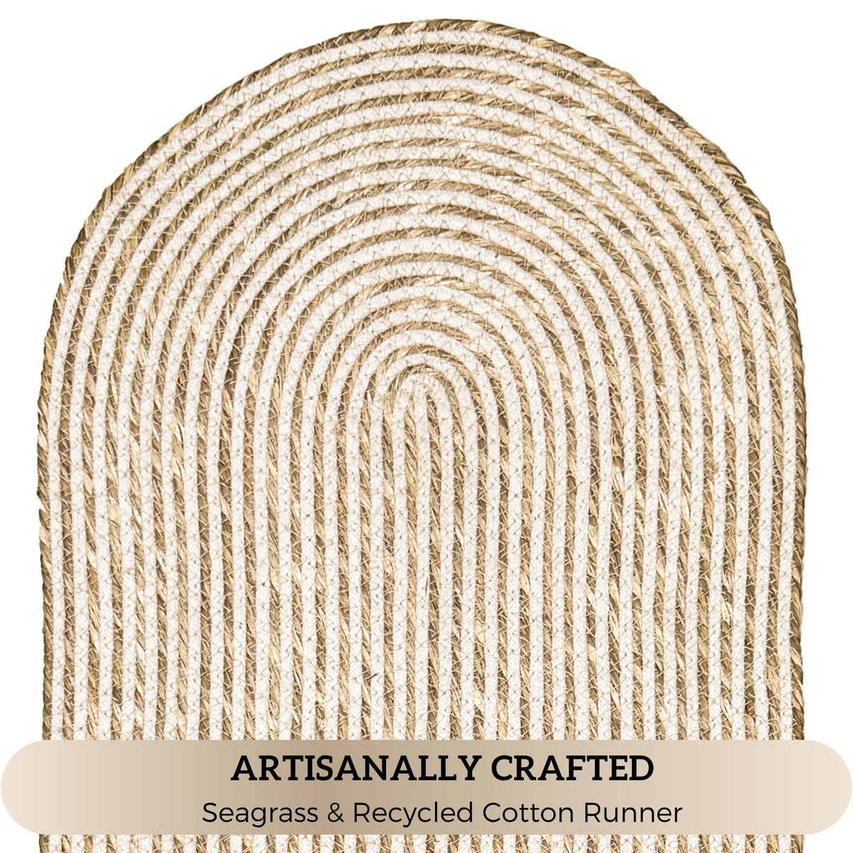 Seagrass Spiral Oval Table Runner-Natural-Ivory, 13''x36''