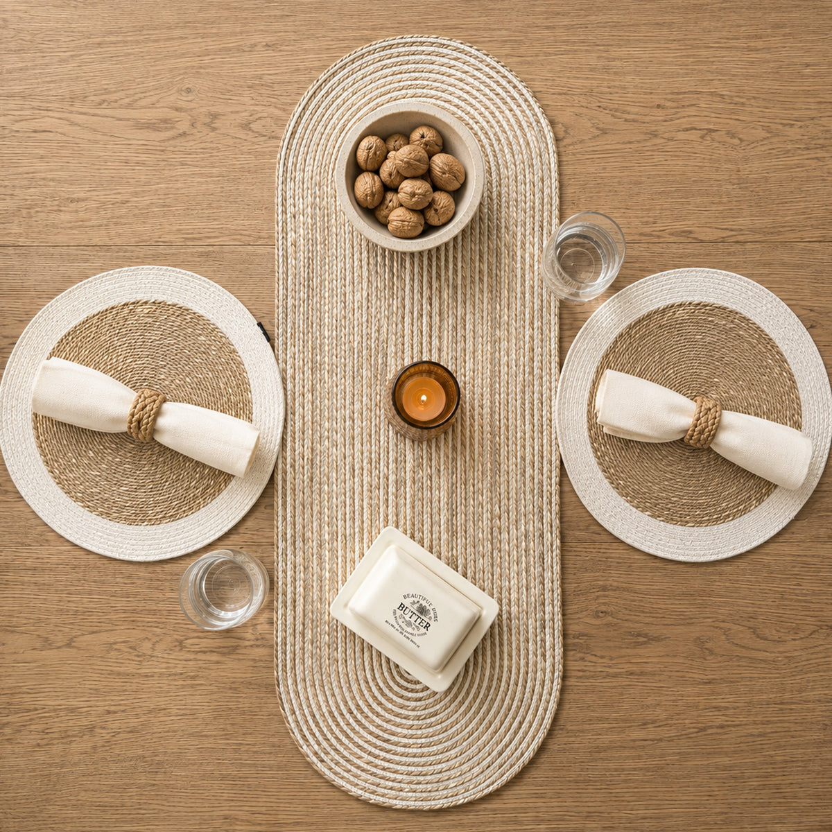 Seagrass Spiral Oval Table Runner-Natural-Ivory, 13''x36''