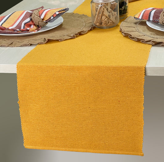 CLASSIC RIBBED TABLE RUNNER, 13''x72'', Mustard Yellow