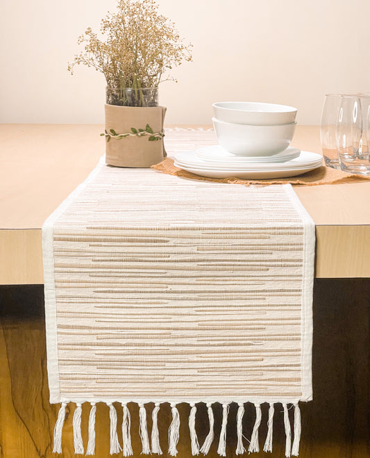 TULUM TABLE RUNNER- NATURAL-WHITE-13''x72''