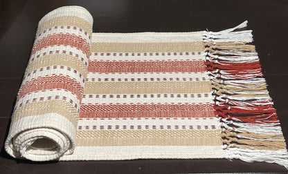 SANTA FE TABLE RUNNER- BEIGE-RUST, 14''x72''