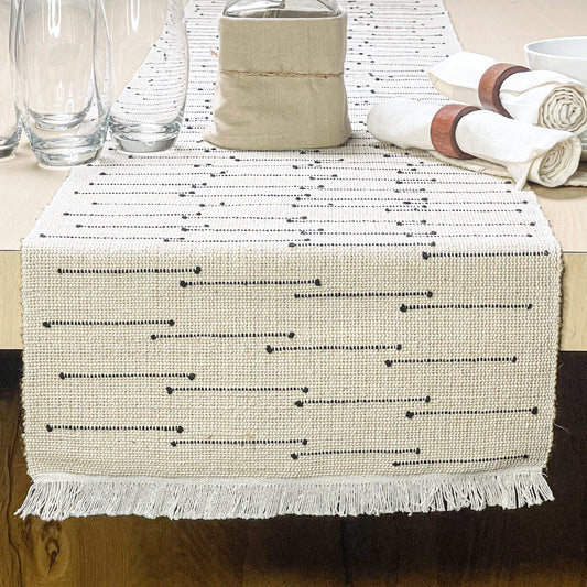 SEDONA TABLE RUNNER- NATURAL-BLACK, 14''x72''