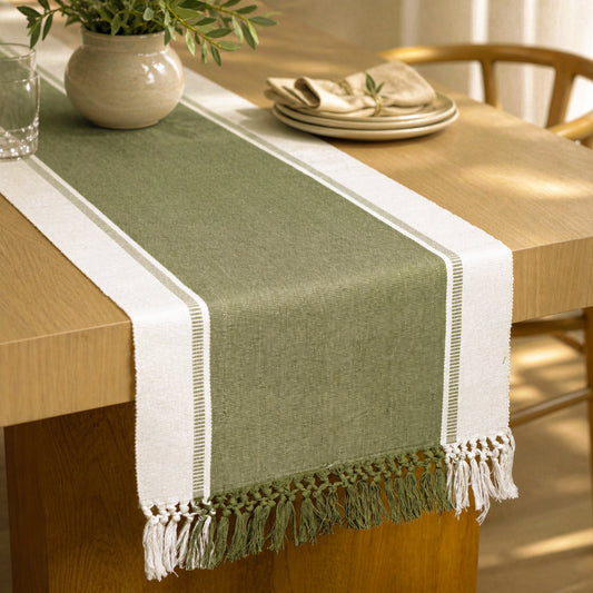 REED TABLE RUNNER-WHITE GREEN, 14''x72''