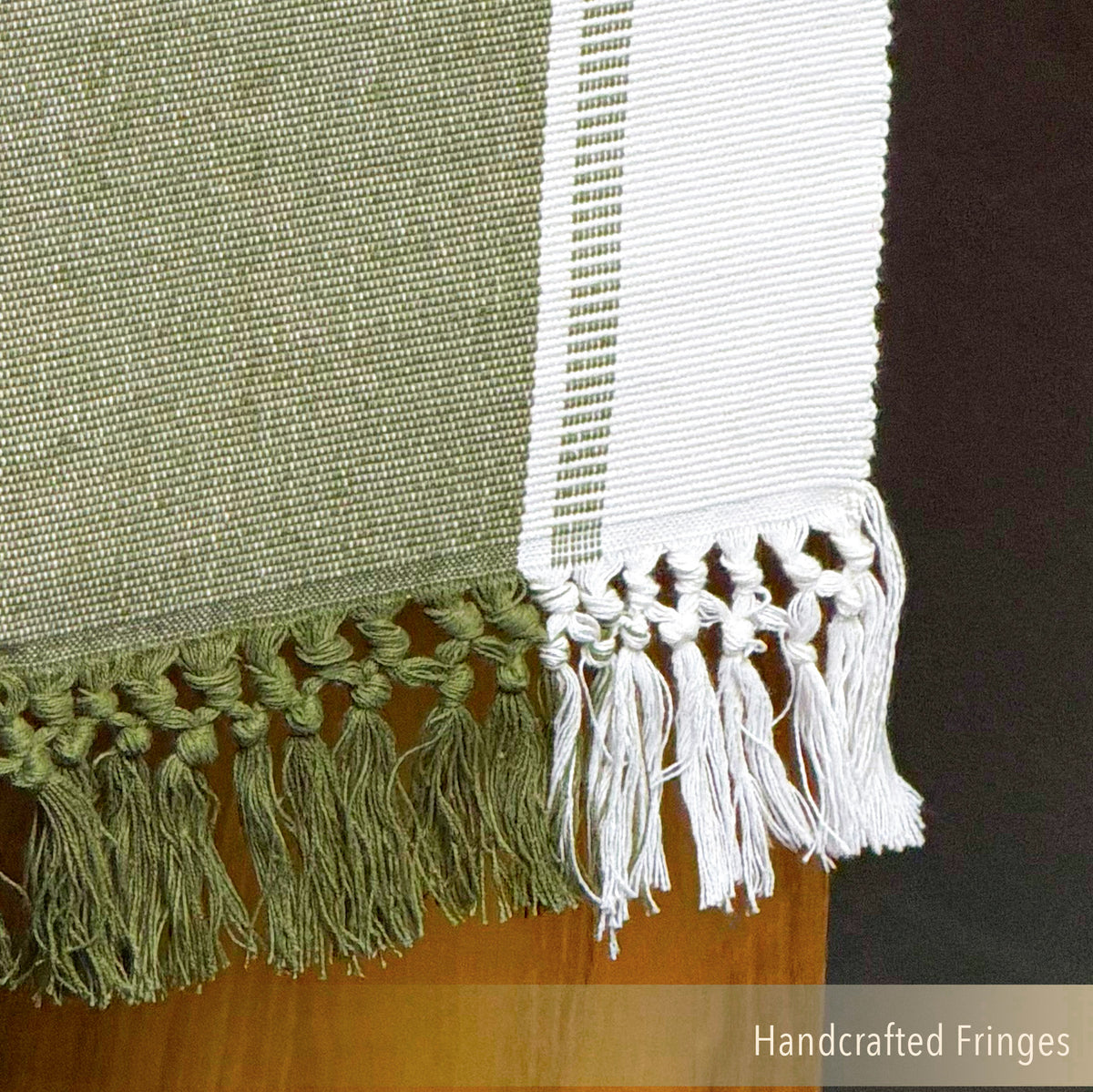 REED TABLE RUNNER-WHITE GREEN, 14''x72''