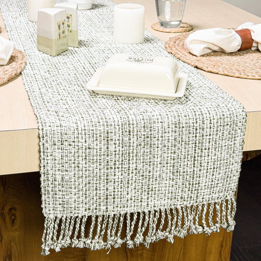 PEBBLE TABLE RUNNER- OLIVE GREEN, 13''x72''