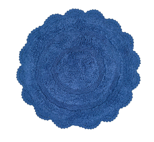 CROCHET ROUND BATH MAT, 24'' RND, NAVY BLUE