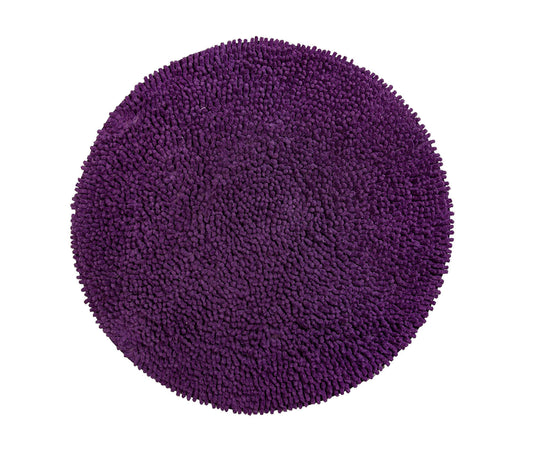 Chenille Shagg Round  Bath Mat - Egg Plant, 24" Round