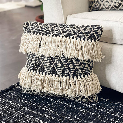 Diamond Pillow Cover Set Of 2 - Black/Ivory, 20''x20''
