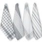 WOVEN KITCHEN TOWELS SET OF  4, Grey-White, 18''x28''.