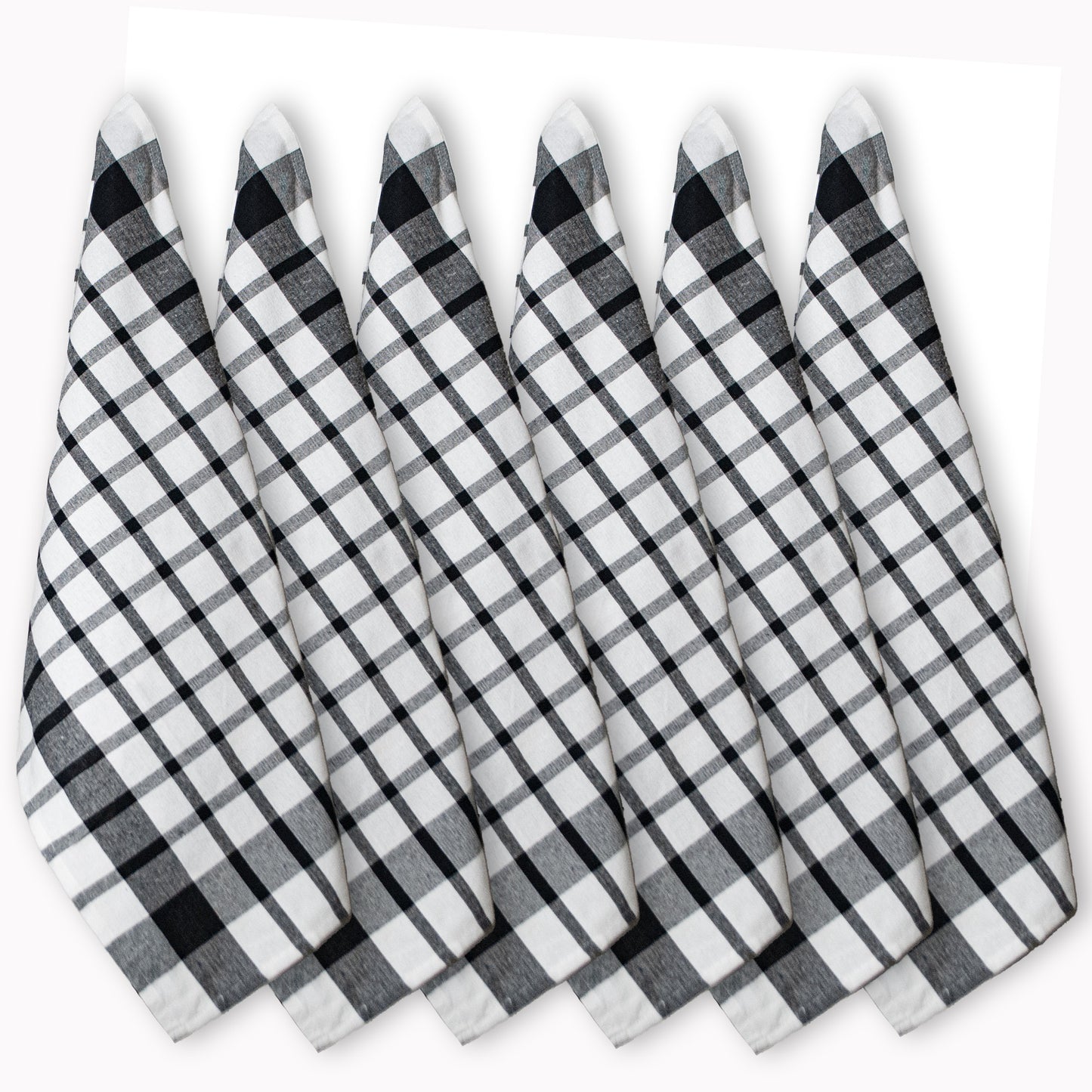 KITCHEN TOWEL SET OF 6 CHECKS, 18''x28'', BLACK-WHITE