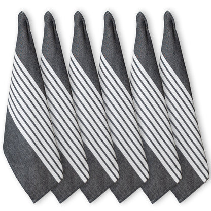KITCHEN TOWEL SET OF 6 CENTER STRIPES, 18''x28'',BLACK-WHITE
