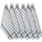 KITCHEN TOWEL SET OF 6 CHECKS, 18''x28'', GREY-WHITE