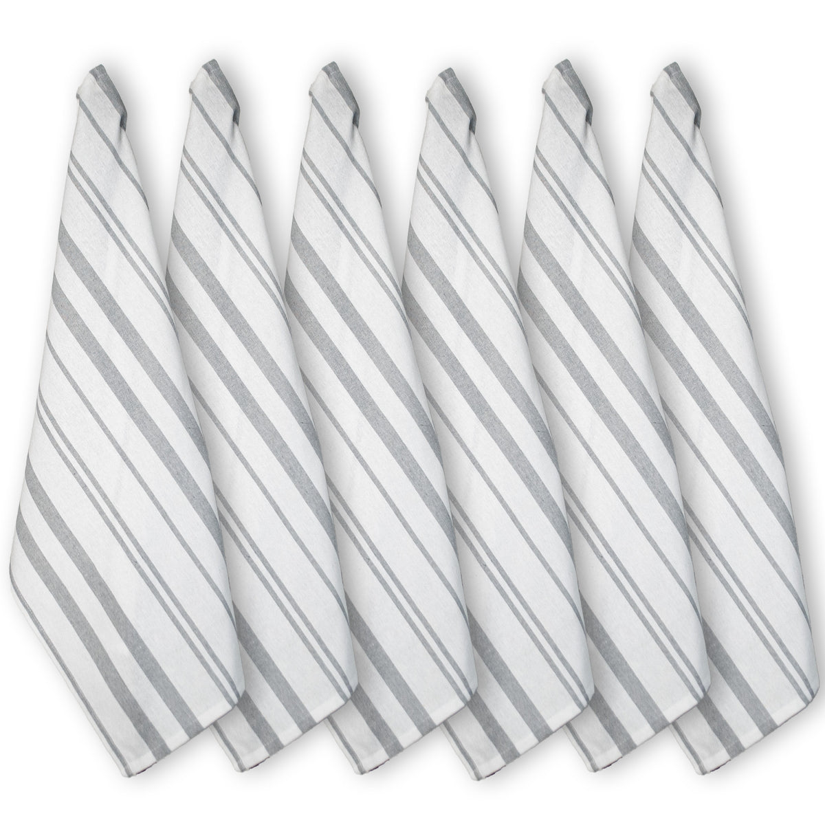 KITCHEN TOWEL SET OF 6 STRIPES, 18''x28'', GREY-WHITE