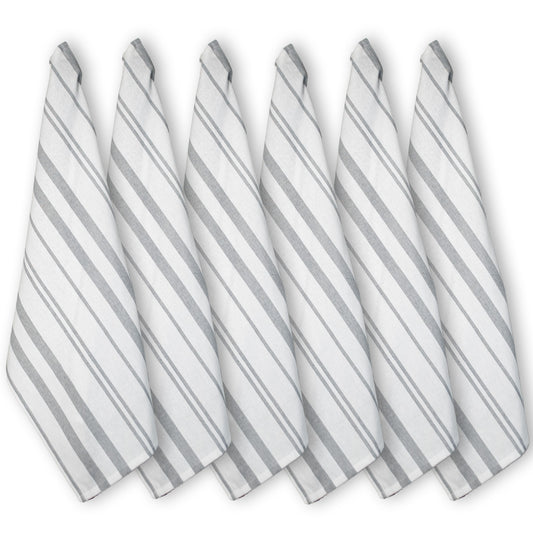 KITCHEN TOWEL SET OF 6 STRIPES, 18''x28'', GREY-WHITE