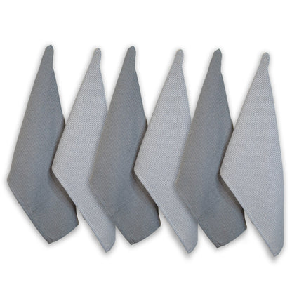 WAFFLE KITCHEN TOWELS SET OF 6, Grey, 18''x28''