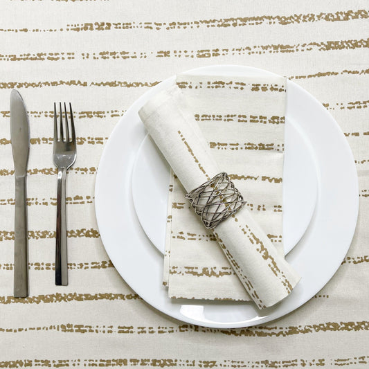 MARBLED STRIPE NAPKIN SET OF 6, LINEN-WHITE, 18''x18''