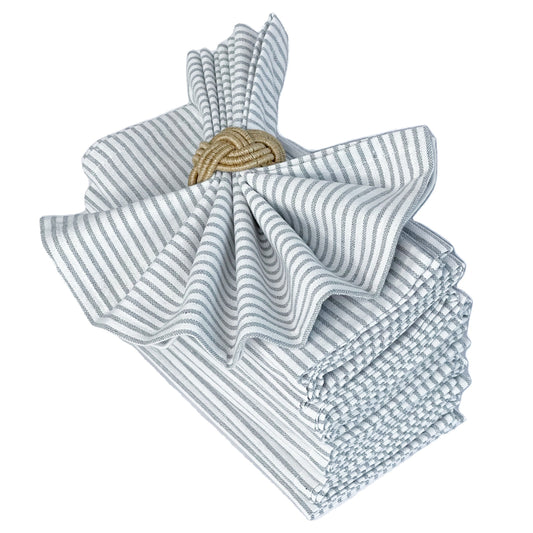 CLASSIC PINSTRIPE NAPKINS SET OF 12, 18''x18'', Grey-White