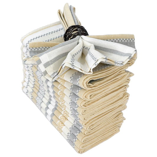 WOVEN SALSA STRIPE NAPKINS SET OF 12, 18''x18'', Beige