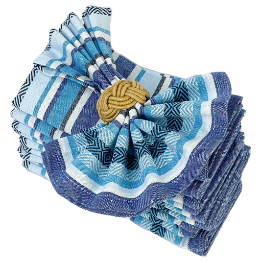 WOVEN SALSA STRIPE NAPKINS SET OF 12, 18''x18'', Blues