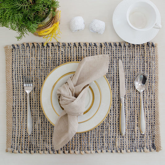 Ombre Placemats Set Of 4 - Natural/Gray, 13''x19''