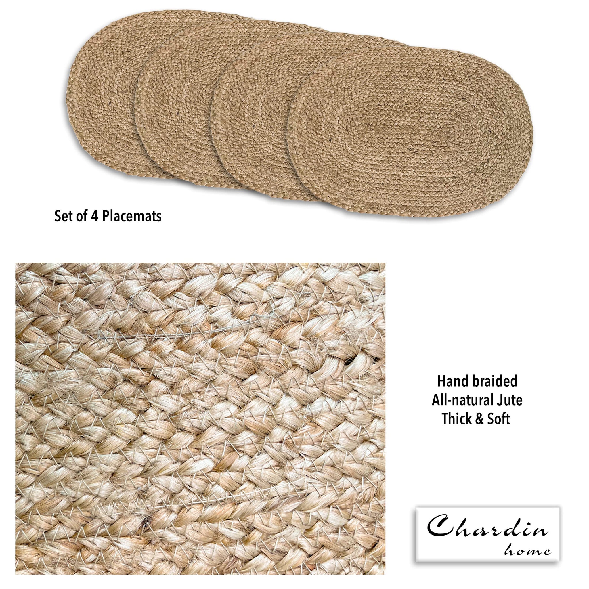  Chardin home Farmhouse Jute Braid Oval Rug, Perfect as  Doormat, Great for Porch, Kitchen, Meditation mat, Study, dorms