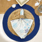 VERONA ROUND BORDER PLACEMATS SET OF 4, NAT-NAVY, 15''x15''