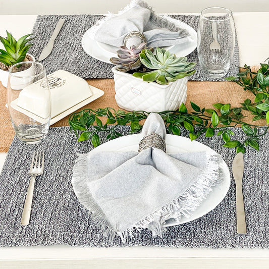 HONEYCOMB PLACEMATS SET OF 6, Greys, 13''x19''.