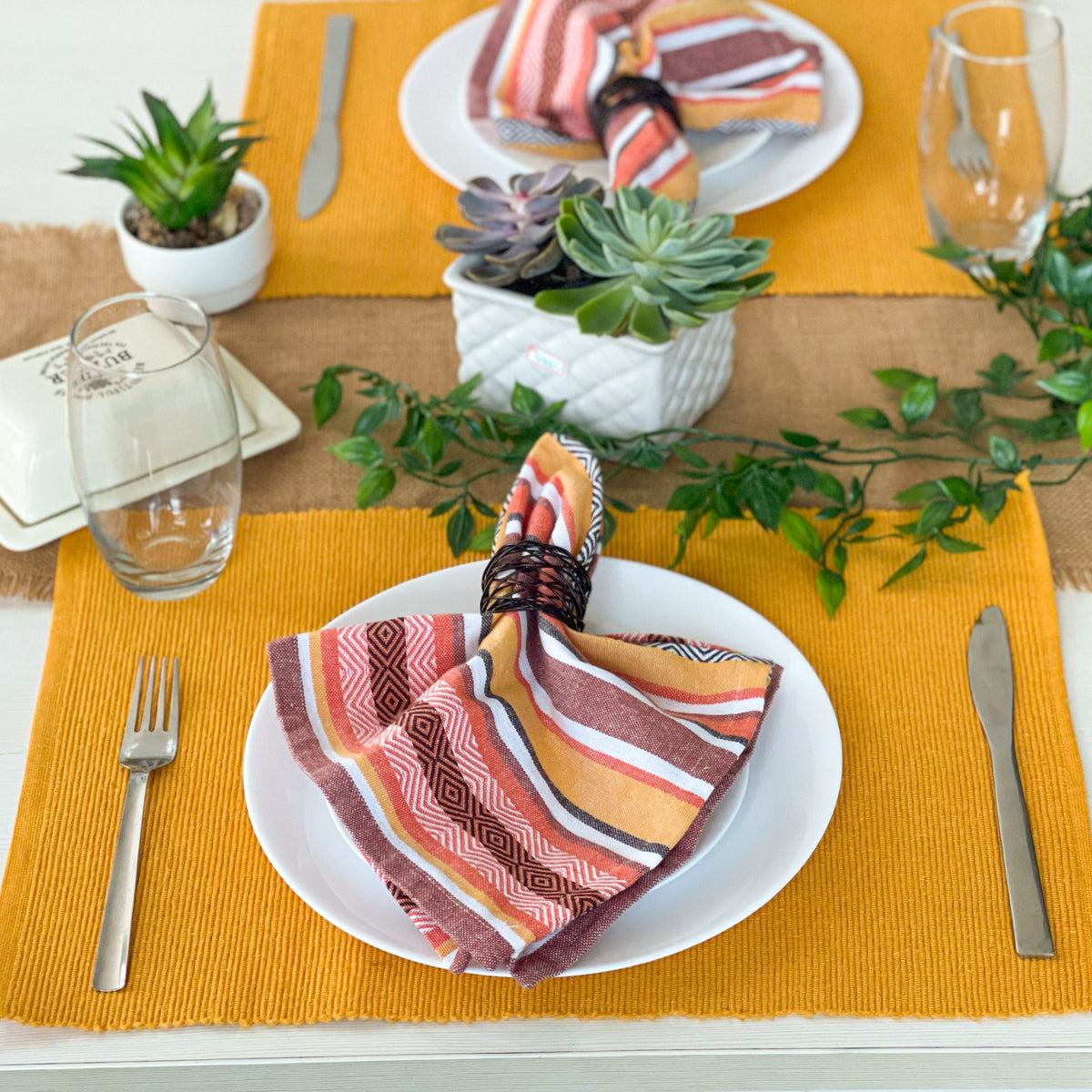 CLASSIC RIBBED PLACEMATS SET OF 6, 13''x19'', Mustard Yellow