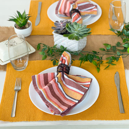 CLASSIC RIBBED PLACEMATS SET OF 6, 13''x19'', Mustard Yellow