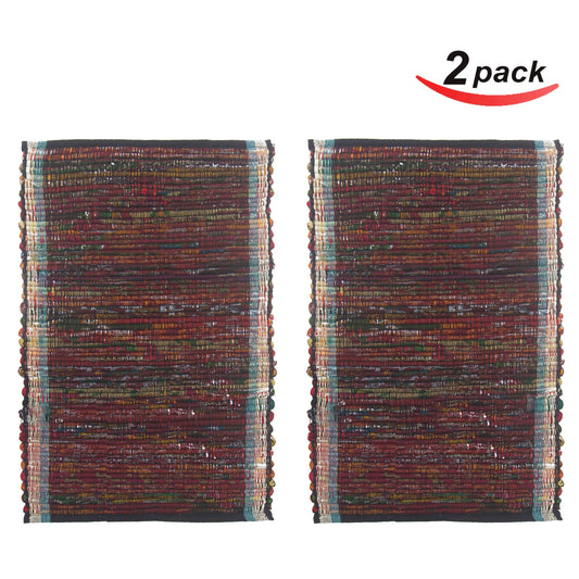 Multi Chindi Border Rug Set - Multi, 20''x30''/20''x30''