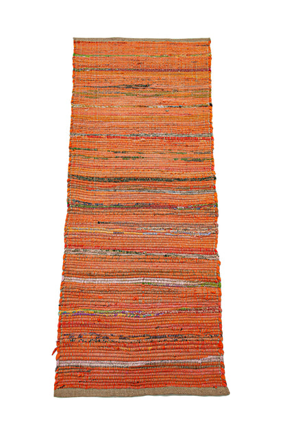 Orange Cotton Chindi W. Jute Runner - Orange/Jute, 2'x5'