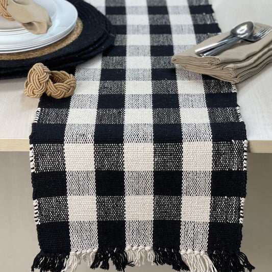 Check Table Runner - Black/White, 13''x72''