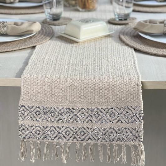 Westside Table Runner - Ivory/Silver, 13''x72''