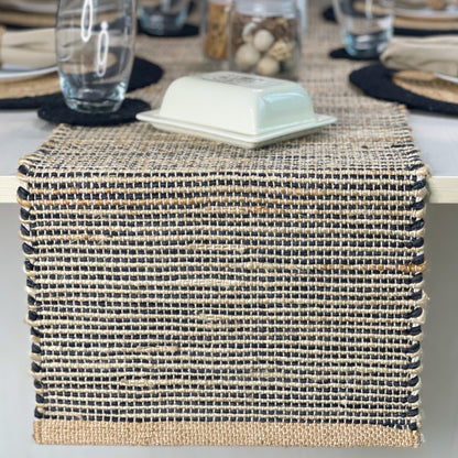 OMBRE TABLE RUNNER, NATURAL-GRAY CHARCOAL, 13''x108''.