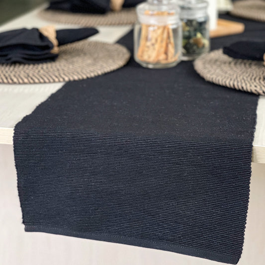 CLASSIC RIBBED TABLE RUNNER, 13''x72'', Black